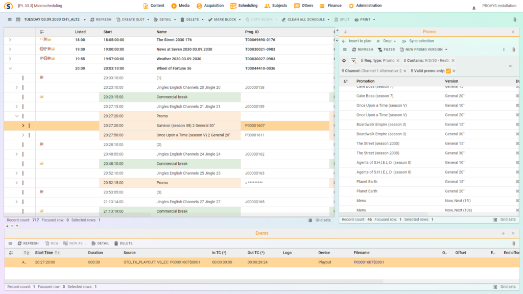 PROVYS Sphere Microscheduling - Relevant promos
